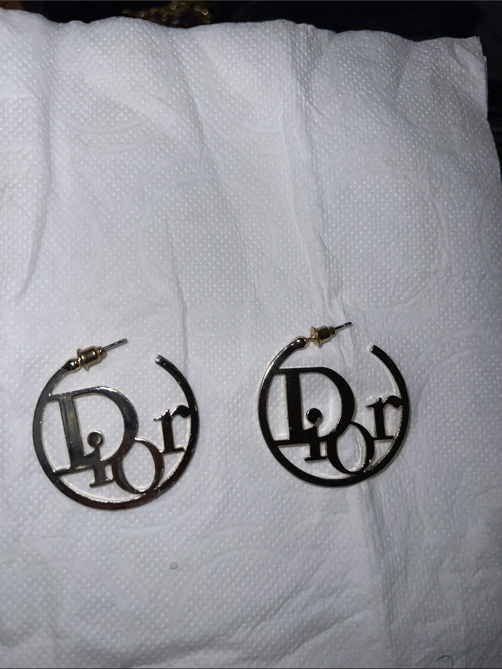 Gold-Tone Hoop Logo Earrings - Stylish Home Accent Jewelry